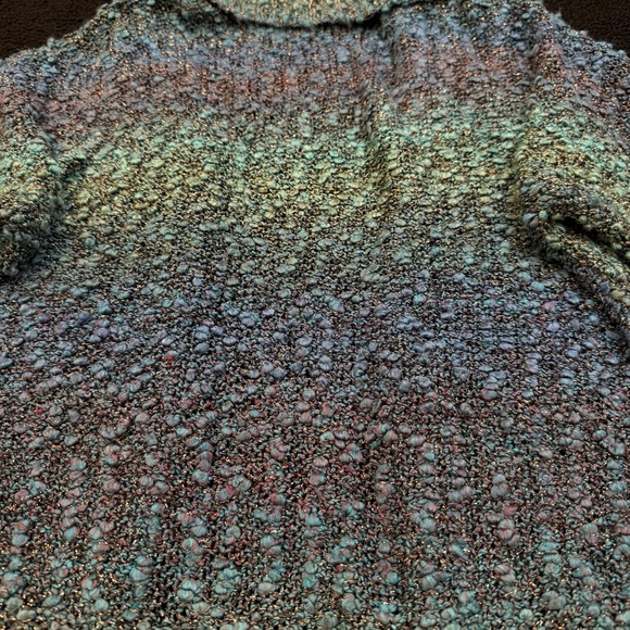 Womens Colorful Short Sleeve Bouclé Cardigan Sweater S Mermaid Festival Y2K - Picture 11 of 11